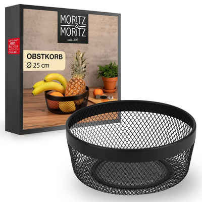 Moritz & Moritz Obstschale Moritz & Moitz Moments Obstkorb Rund Netz schwarz, Metall, (25cm, 2-tlg), Korb für Geschenke, Früchte, Gemüse und Brot