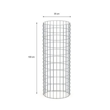 ECD Germany Gabionenzaun Gabionen-Säule Steinkorb 5er Set Gabionenkorb Garten Gabionenwand, Säule Rund 35x100cm verzinkter Stahl Maschenweite 5x10cm