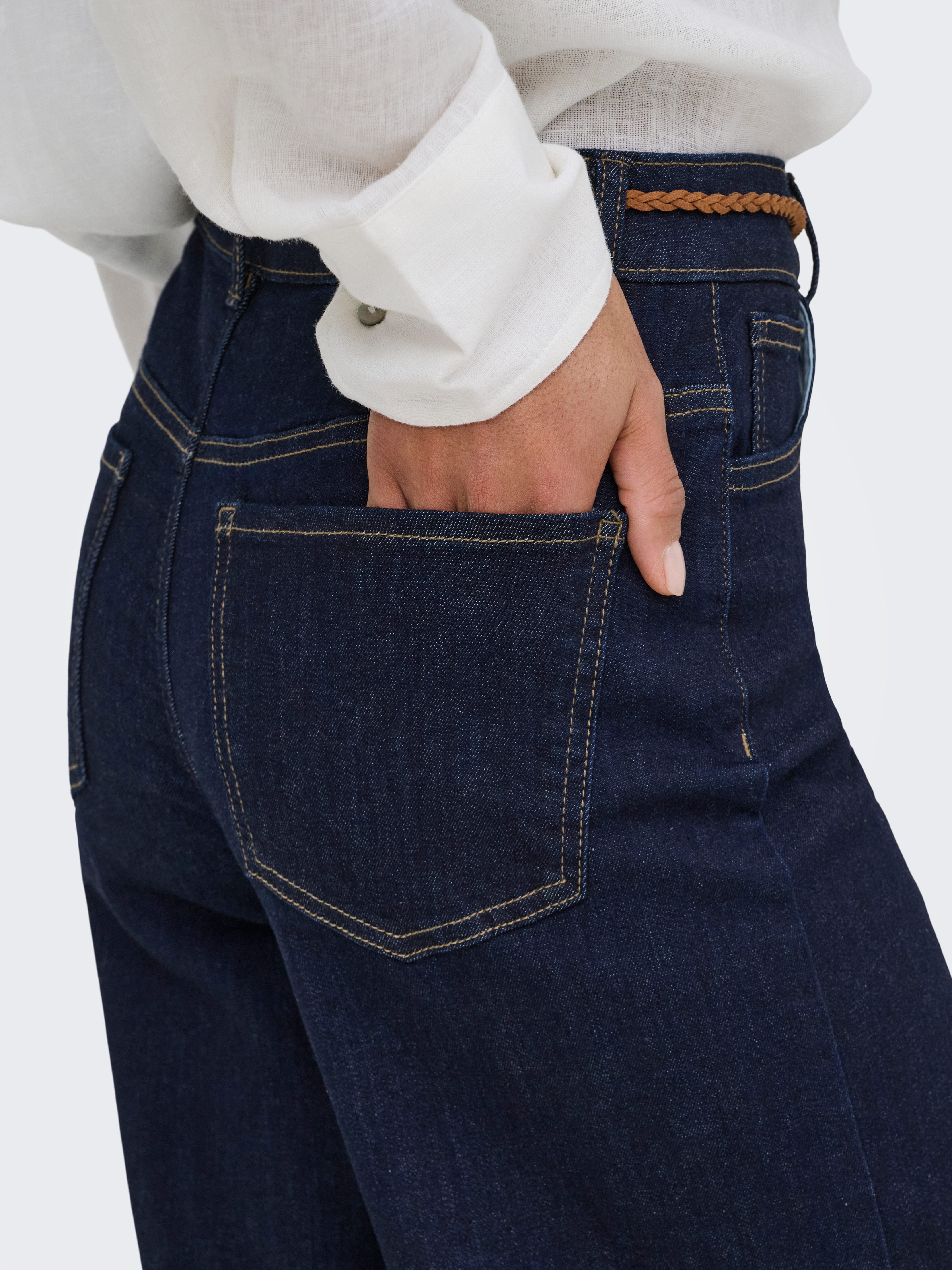 ONLY High-waist-Jeans ONLMADISON HW BELT WD CRP DNM GUA450 Materialmix, high waist, wide fit
