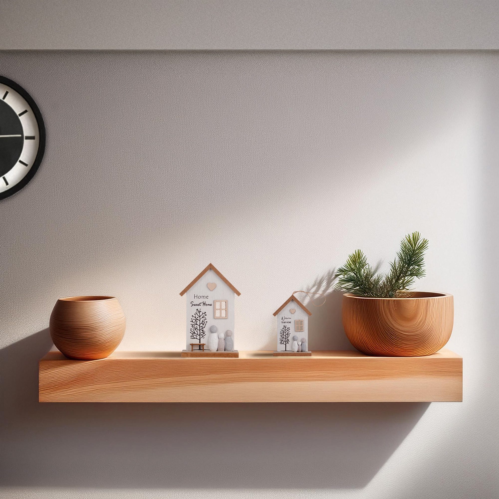 UNUS HOME Wanddekoobjekt Holzaufsteller Holzaufhänger (natur), Hausform aus günstig online kaufen