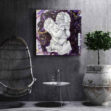 DOTCOMCANVAS® Leinwandbild Lost Heart, Leinwandbild Lost Heart Pop Art Engel quadratisch square lila