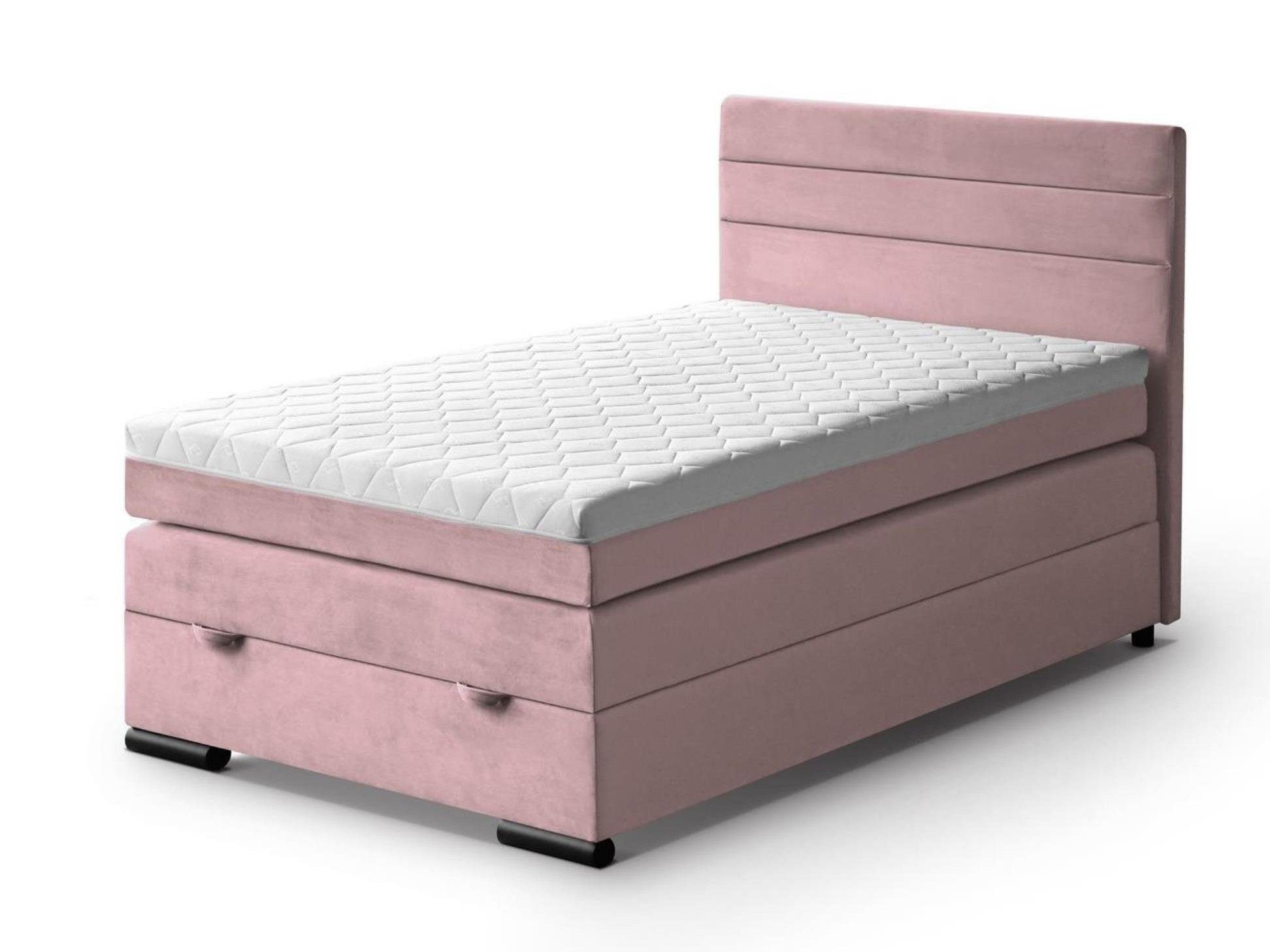 Beautysofa Kinderbett TULIA 120x200 cm (Einzelbett aus Velvetstoff, in 6 Farben zur Auswahl, Boxspringbett mit Bettkasten), mit integrierter Matratze und komfortablem Topper