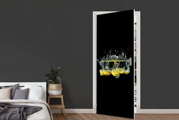 MuchoWow Türtapete Zitrone - Frucht - Gelb - Stilleben - Wasser, Matt, bedruckt, (1 St), Fototapete für Tür, Türaufkleber, 75x205 cm