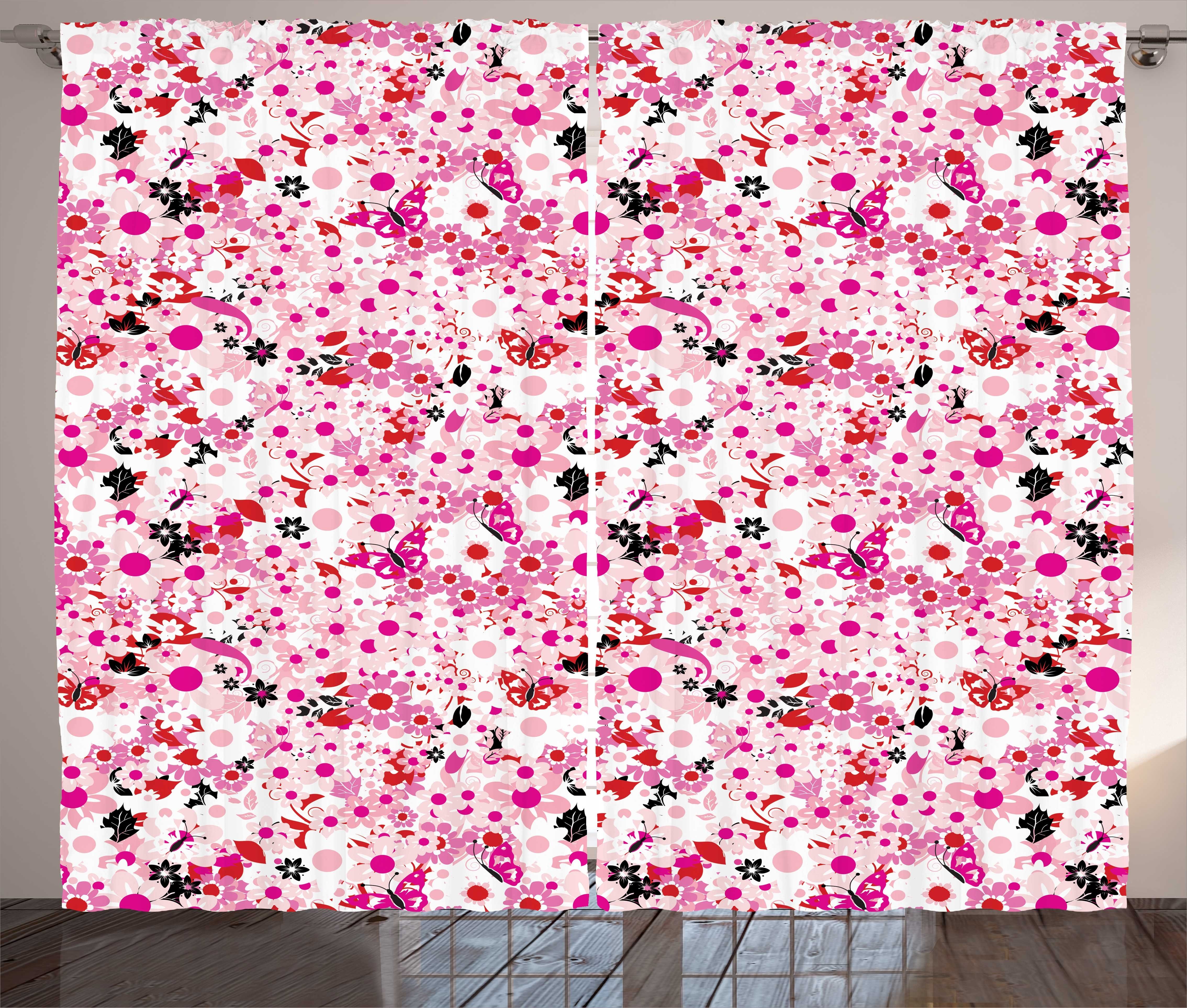 Gardine Kräuselband Schmetterlinge Haken, mit und Blütenblätter Schlafzimmer Vorhang Blumen Abakuhaus, Schlaufen