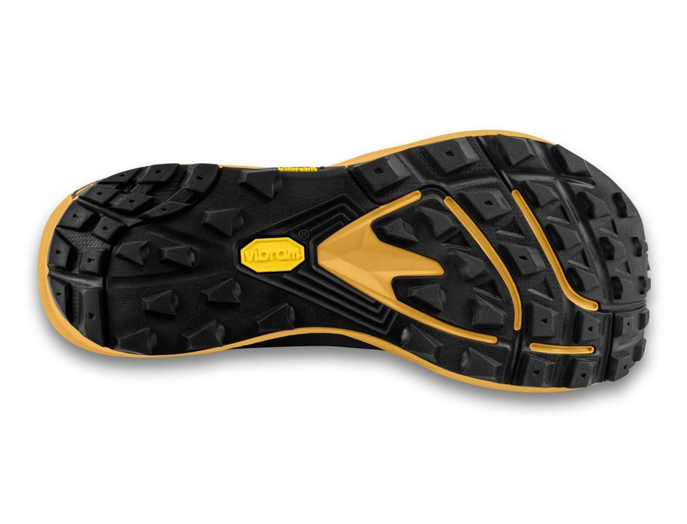 Topo MTN Racer 4 (Mountain, Trail, breitere Zehenbox) schwarz/orange Herren Laufschuh