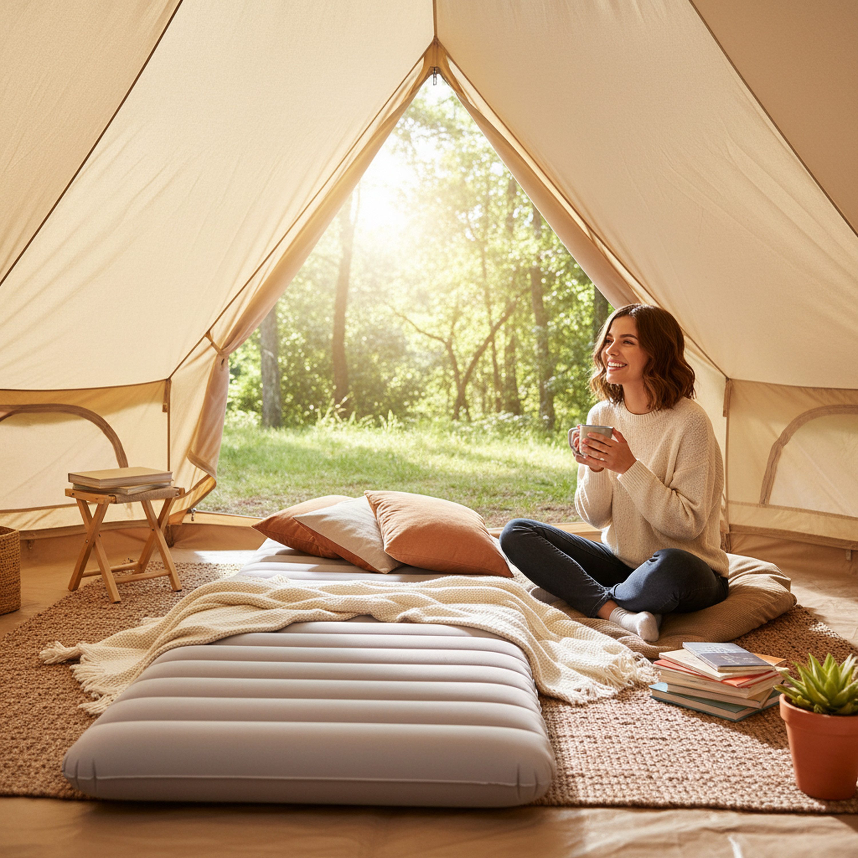 Avenli Luftbett Luftmatratze Camping für 1 Person grau 183x71x12cm Single-Size, (Gästebett aufblasbar Ideal als Reisebett oder Isomatte, 1-tlg., Campingmatratze ohne Pumpe), für Indoor und Outdoor mit beflockter Oberfläche