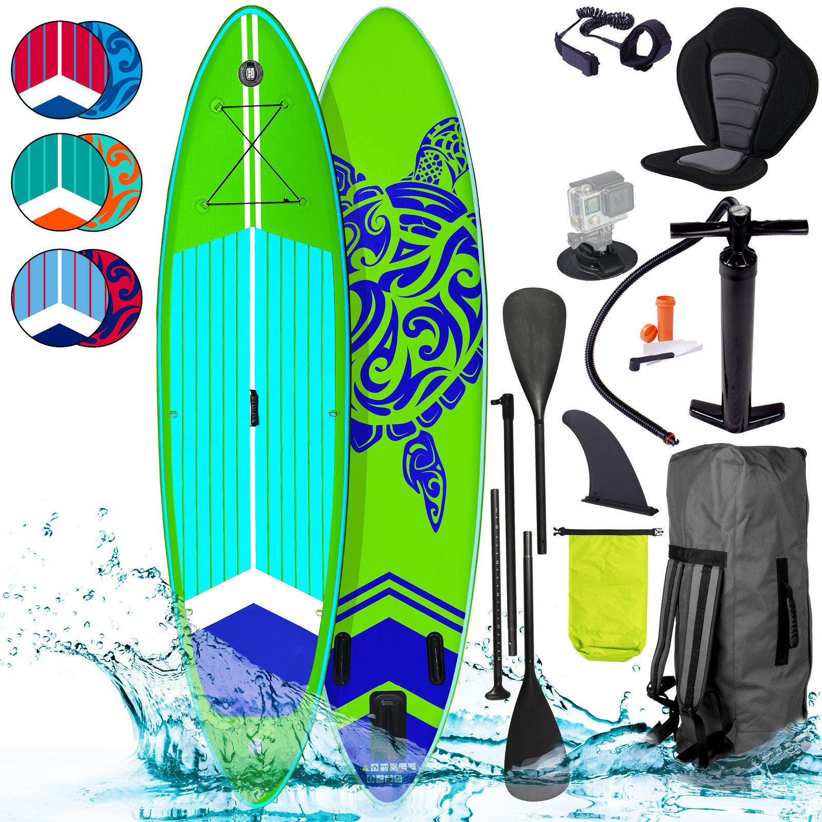 BRAST SUP-Board SUPER Set, Aufblasbares Stand up Paddle, 320x81x15cm, extra Zubehör, 5 Jahre Garantie, inkl. Fußschleife Paddel Rucksack Pumpe