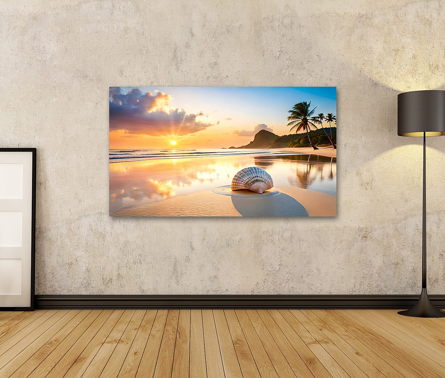 islandburner Leinwandbild Große Muschel sandiger tropischer günstig online kaufen