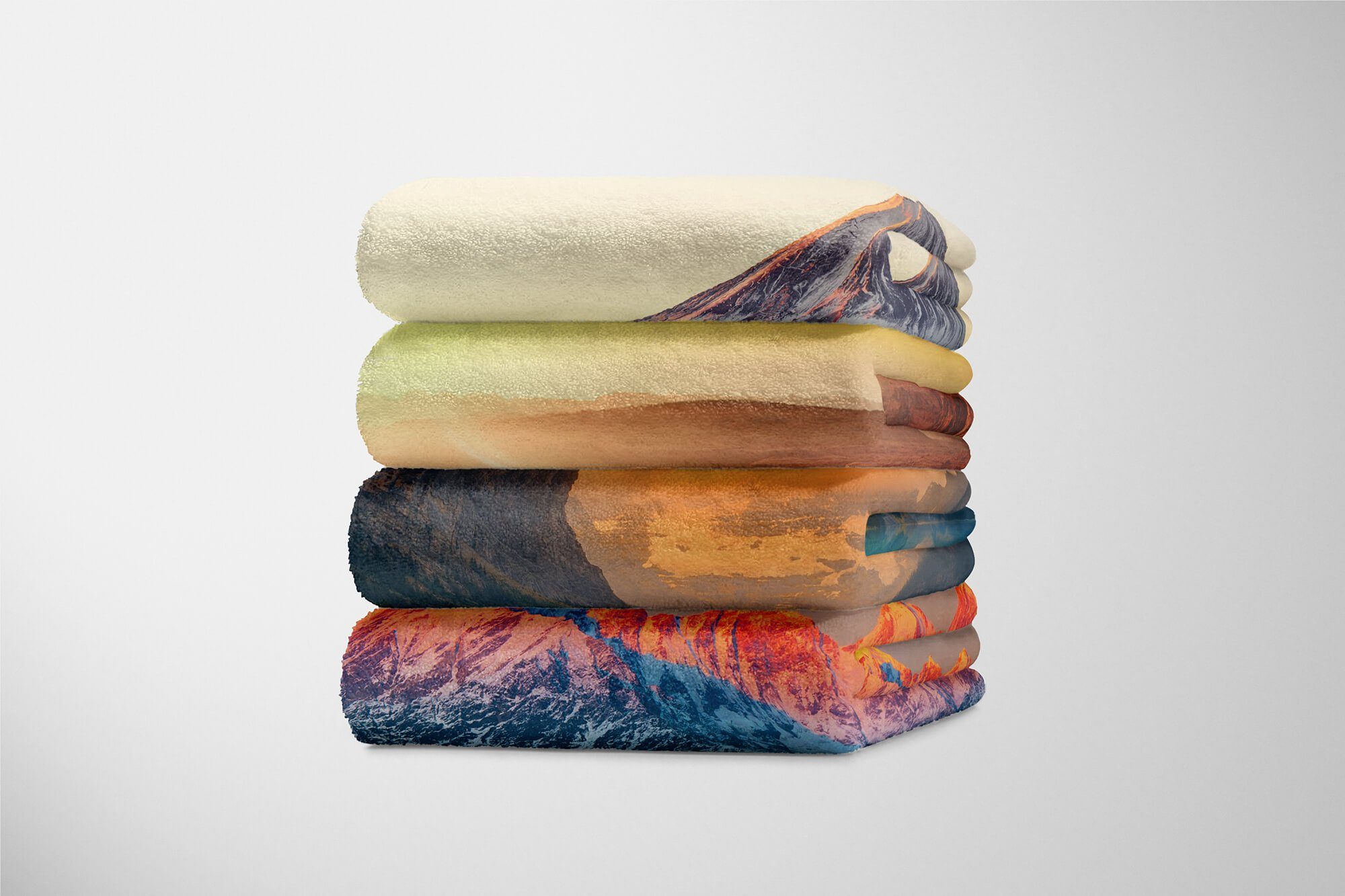 Sinus Art Handtücher Handtuch Strandhandtuch (1-St), Berge Saunatuch mit Fotomotiv Kuscheldecke Bergsee Alpen Baumwolle-Polyester-Mix Handtuch Wolken