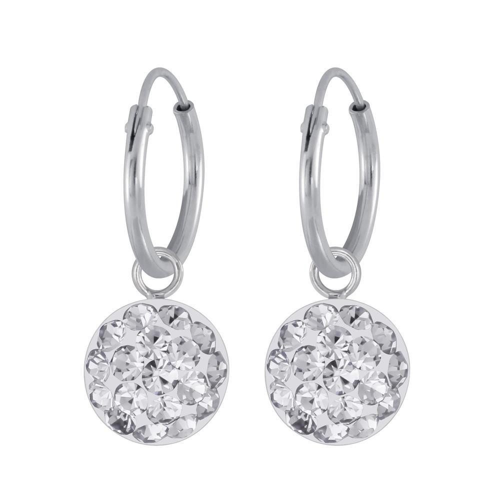 Creolen-Set Creolen Kristall-Charm aus 925 Silber Damen silber
