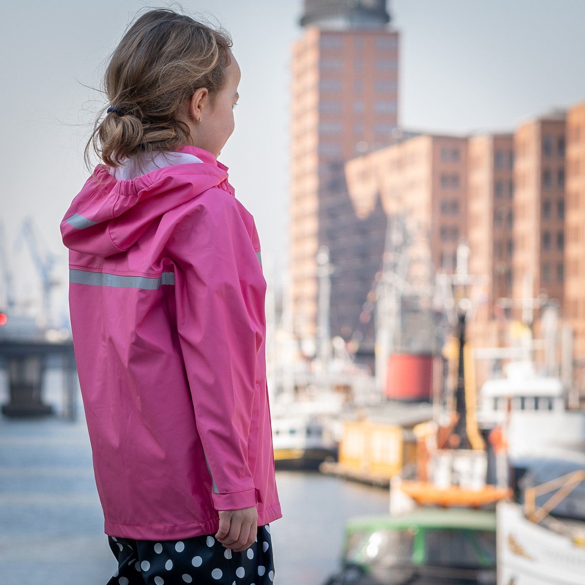 100% für mit Kinder und Kapuze Regen- BMS wasserdicht BMS Matschjacke pink Regenjacke