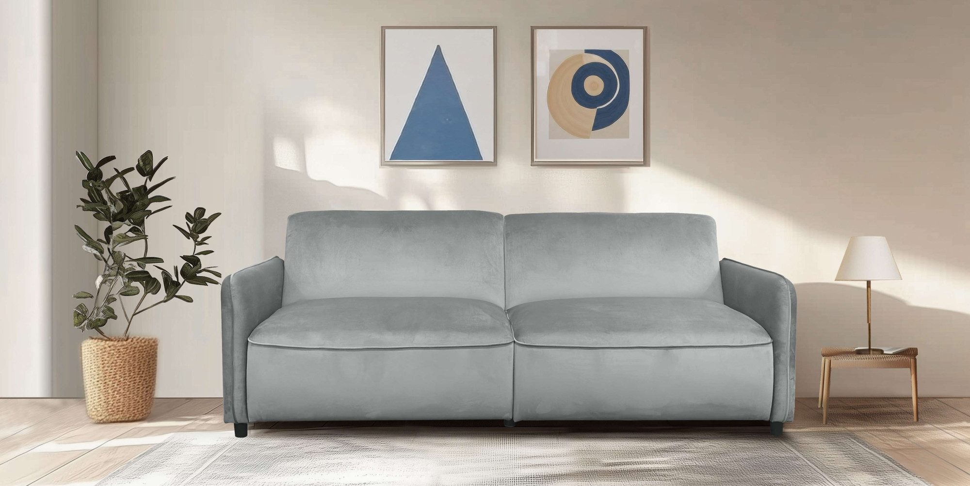 Dorel Home 3-Sitzer Allie Curved Schlafsofa 209 cm, Bettfunktion (110/190), günstig online kaufen