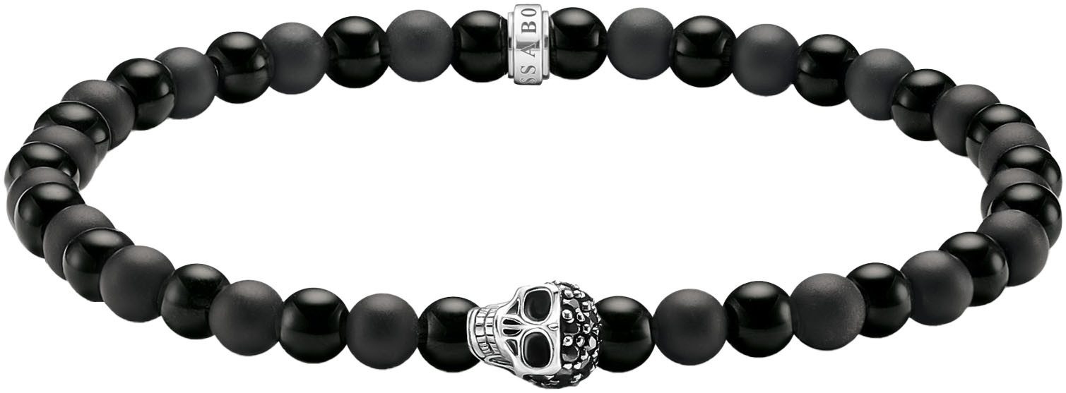 THOMAS SABO Armband Talisman-Armband Skull/Totenkopf-Motiv, A2185-705-11-L19,L21, mit Obsidian, Zirkonia (synth)
