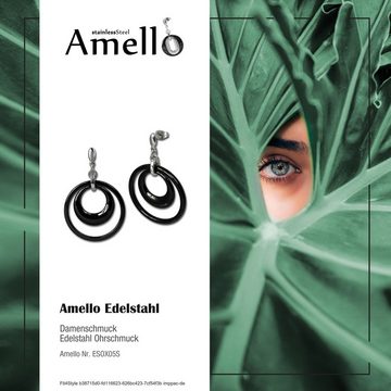 Amello Paar Ohrhänger Amello Ohrringe Edelstahl Keramik (Ohrhänger), Damen Ohrhänger Doppel Edelstahl (Stainless Steel), in silberfarben, s