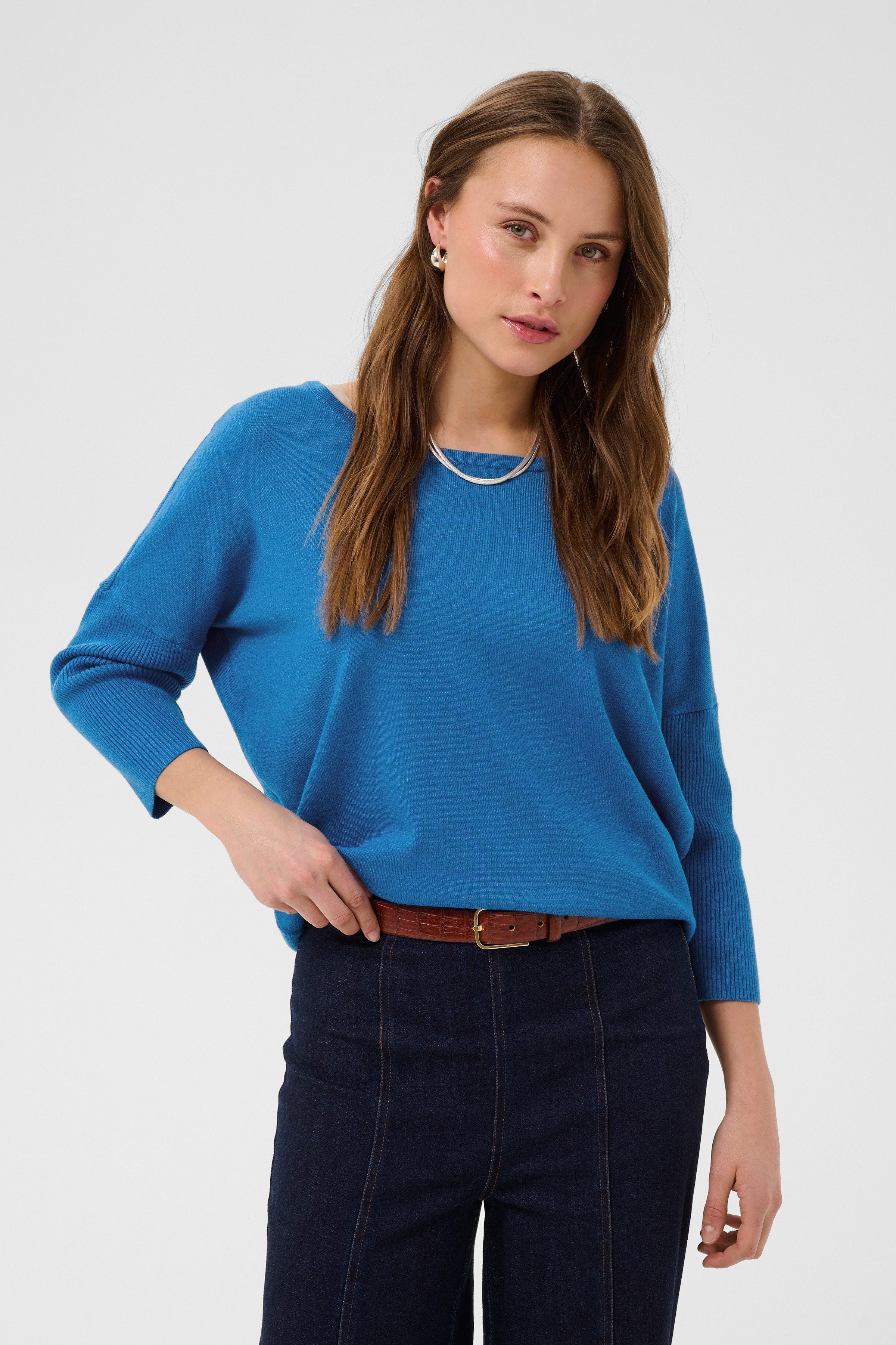 Saint Tropez Rundhalspullover A2561, MilaSZ R-Neck Viskosemischung, Casual fit