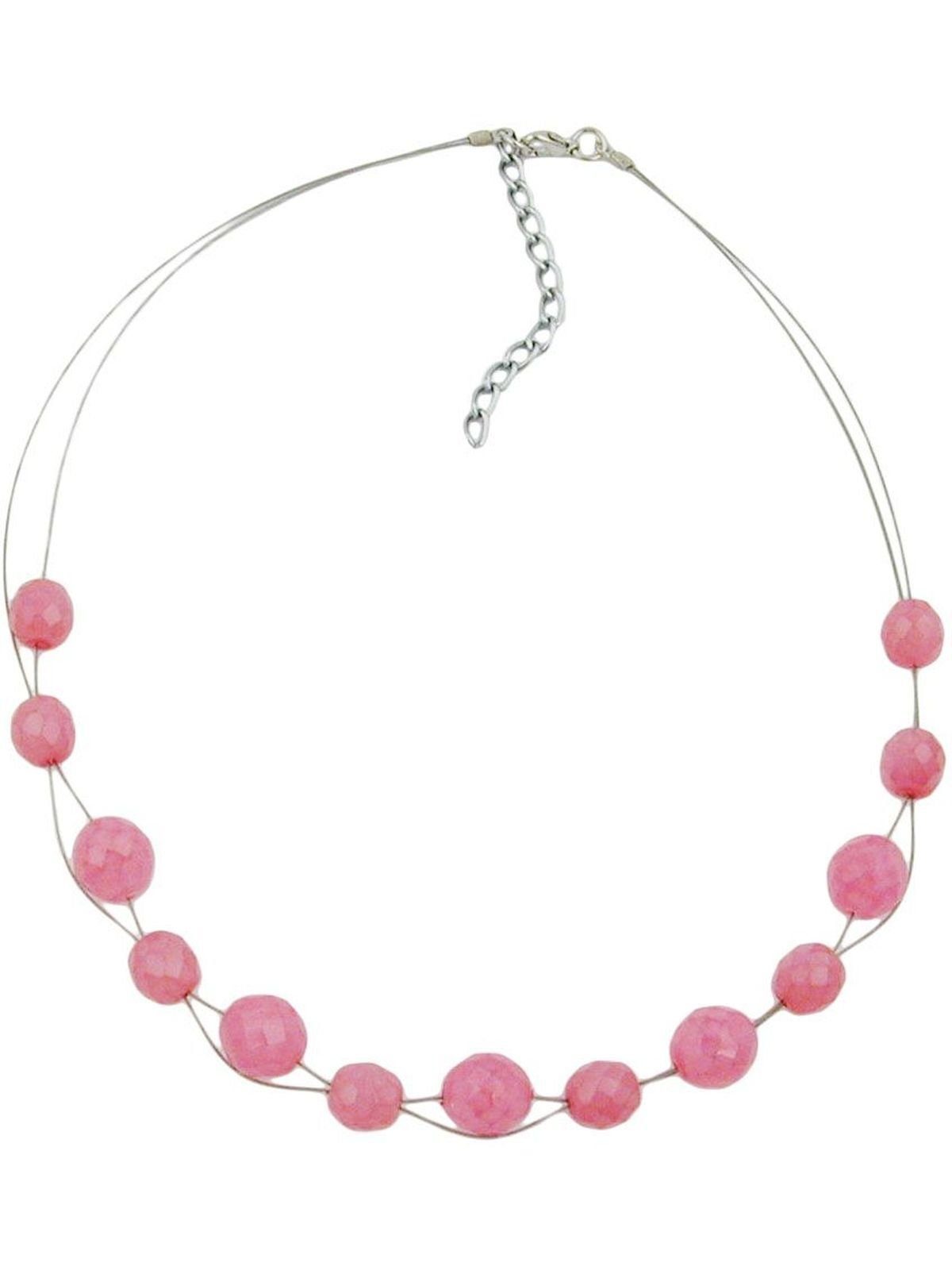 Gallay Perlenkette Drahtkette mit Glasperlen Facettenperle rosa 45cm (1-tlg)