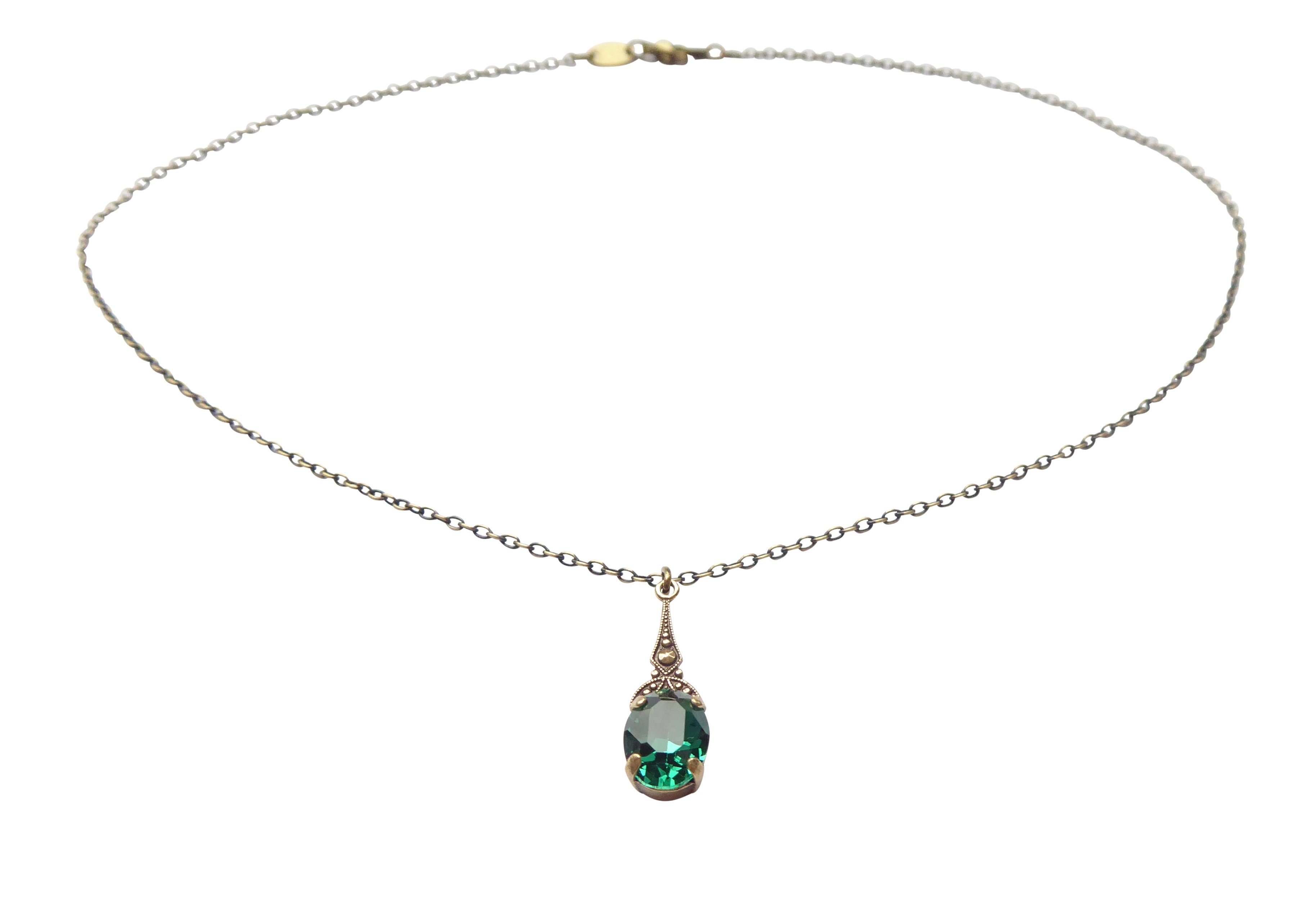 Mugello Gliederkette Bea Kette smaragd Antik-Look nostalgisch romantisch, Handgefertigter Modeschmuck, made in Germany