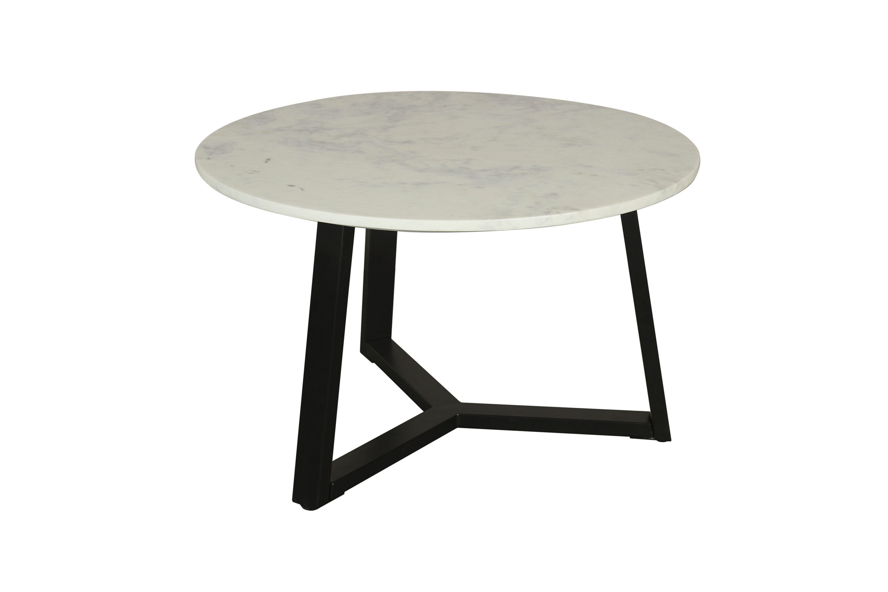 byLIVING Couchtisch CROSS (Durchmesser: 75 cm), Tischplatte Marmor weiß, Gestell Metall schwarz