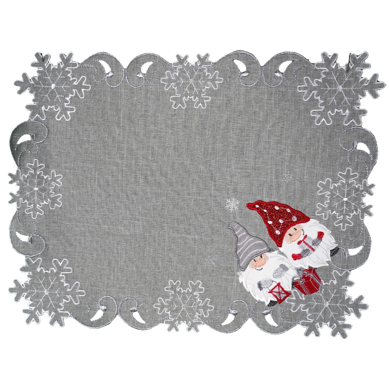 Tischdecke Tischläufer Stickerei Wichtel Winter Weihnachten