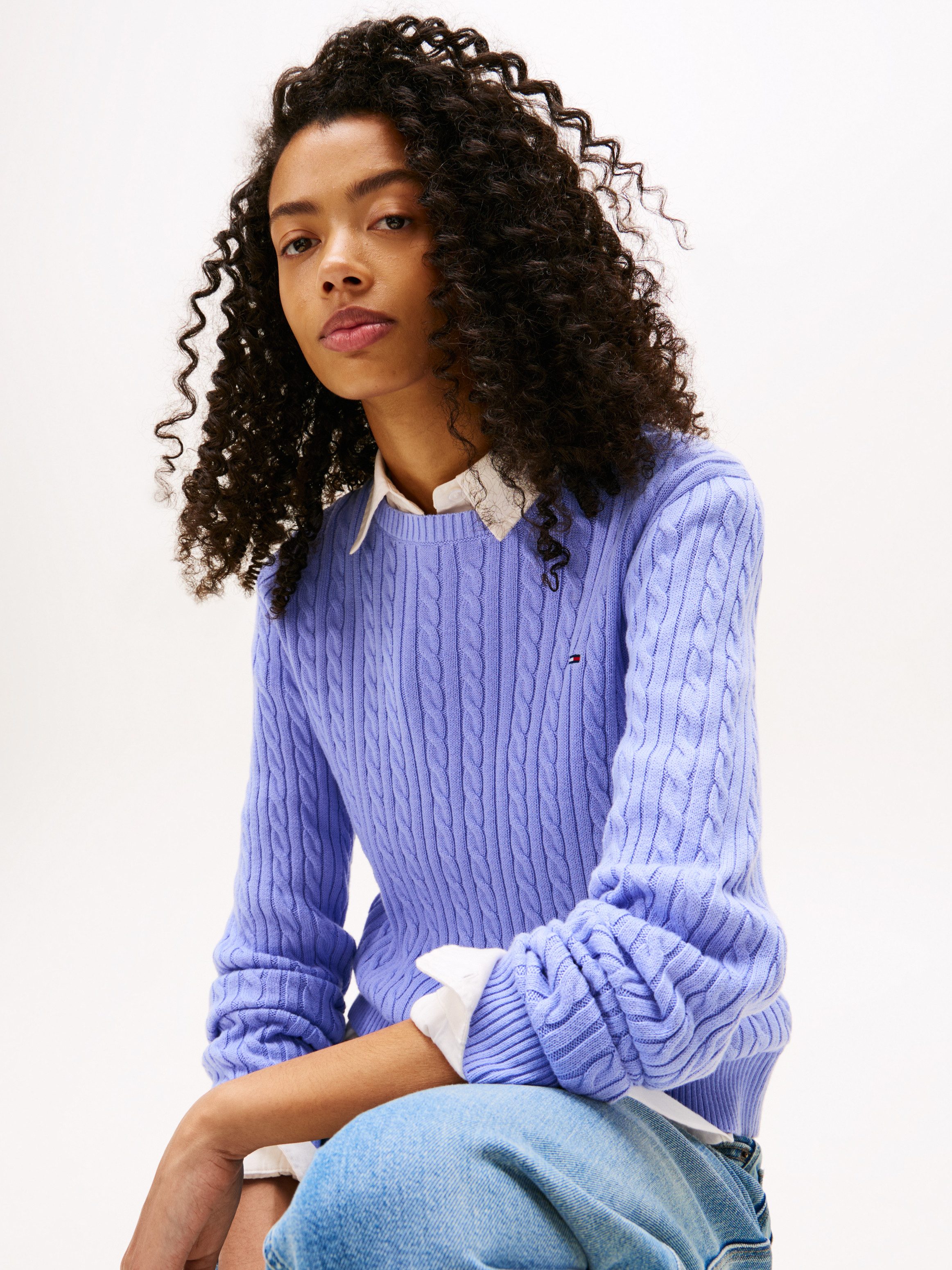 Tommy Jeans Strickpullover TJW CABLE ESSENTIAL SWEATER mit Zopfmuster günstig online kaufen