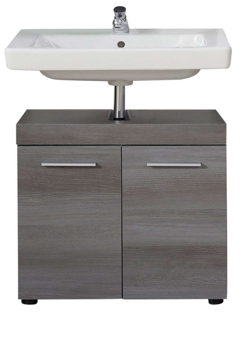 trendteam Waschbeckenunterschrank Runner (Badschrank in grau Rauchsilber, 58 x 57 cm) mit 2 Fächern