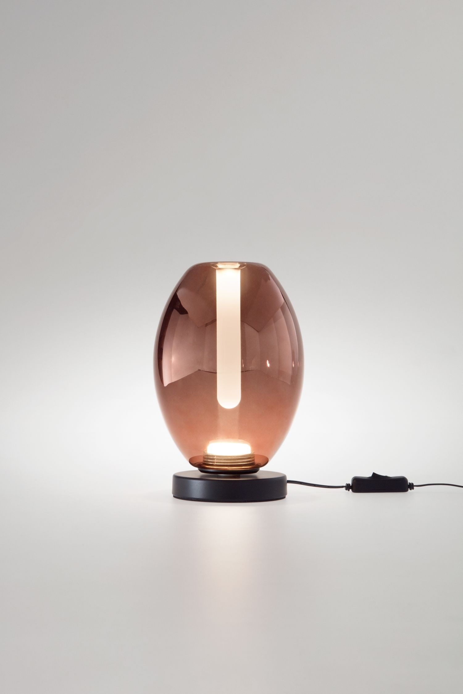 Licht-Erlebnisse Tischleuchte JAGI, LED fest integriert, LED mit Dimmer Glas Metall Ø 16 cm rund 23 cm Schwarz Amethyst 540 lm