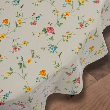 laro Tischdecke Wachstuch-Tischdecken Abwaschbar Blumen Rose Gelb Grün Rund 140cm