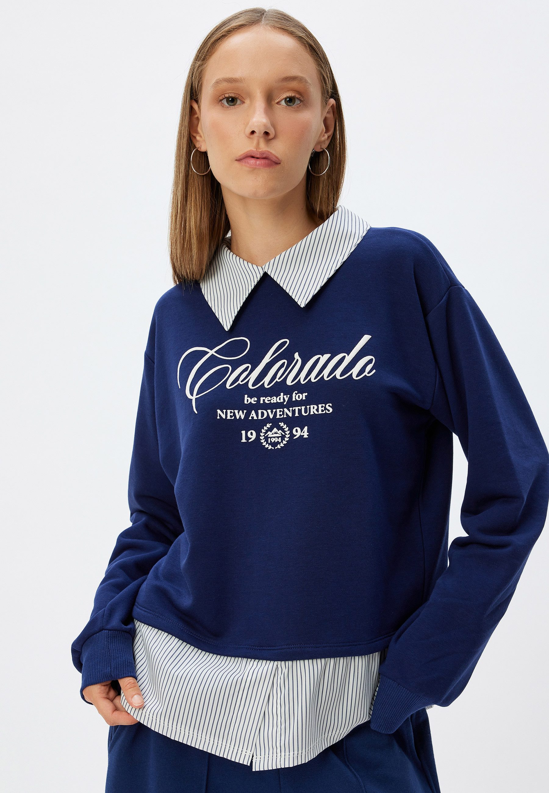 Koton Sweatshirt Hemdkragen Relax