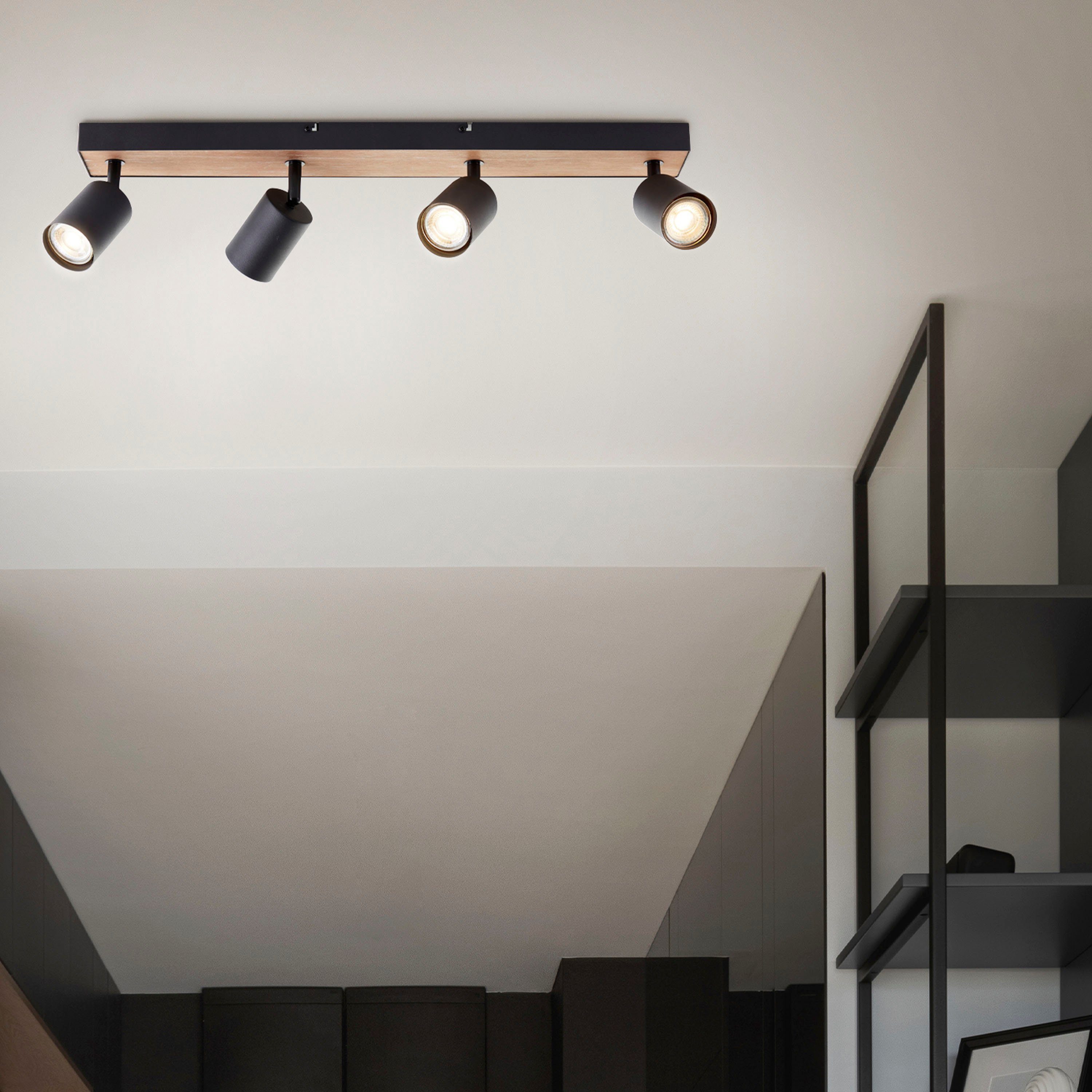 Brilliant Deckenstrahler Jello Wood, LED wechselbar, Warmweiß, Spotbalken s günstig online kaufen