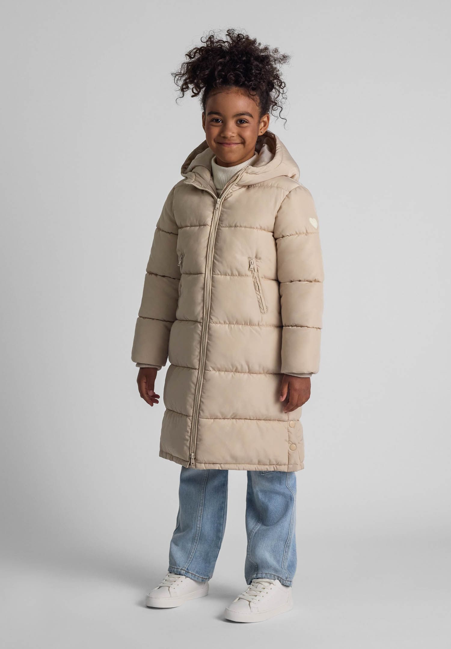 MINOTI Winterjacke Lange Winterjacke mit Kapuze, Reißverschluss und Druckknöpfen (2y-14y)