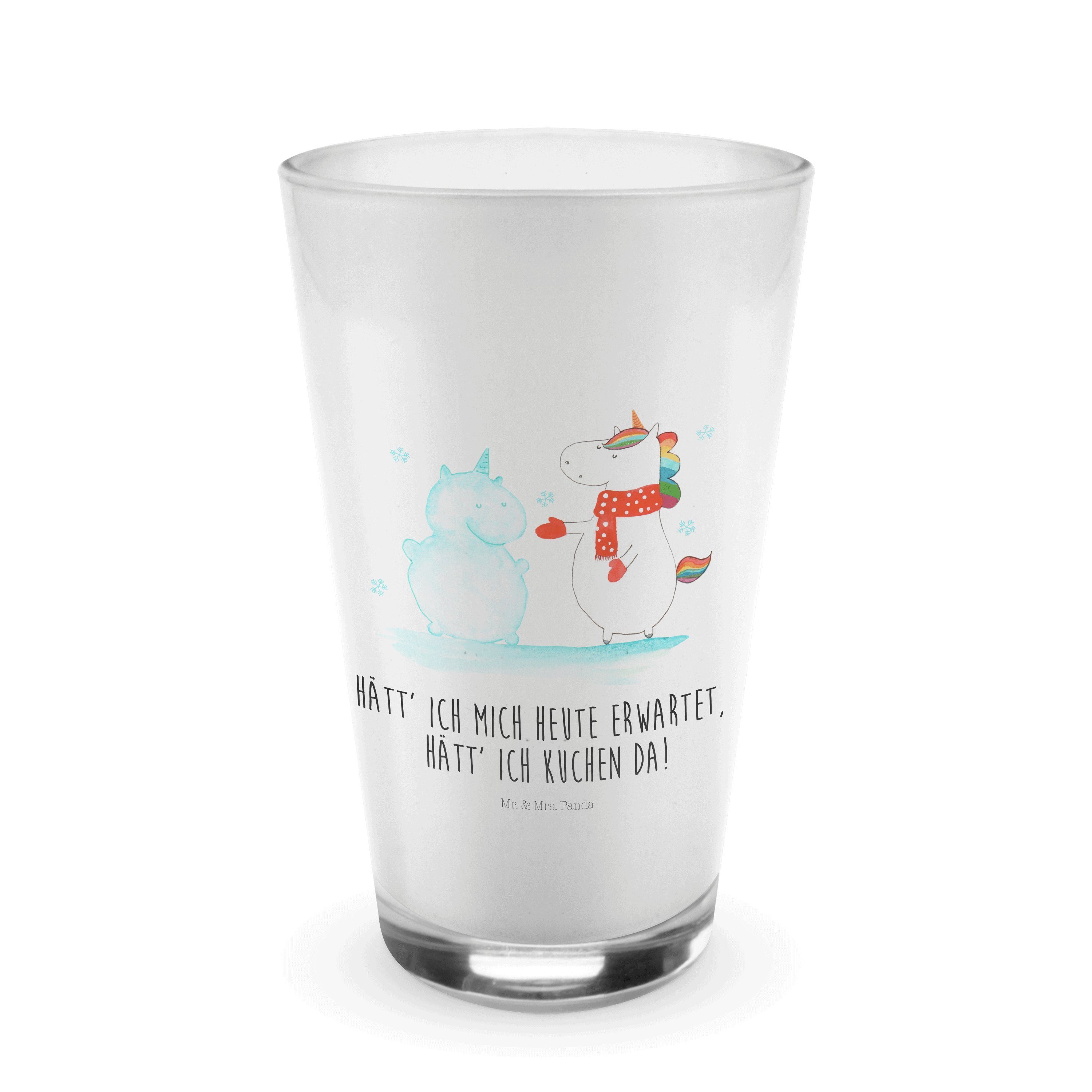 Mr. & Mrs. Schneemann Macchiato, Glas - Latte Glas Geschenk, Unicorn, Einhorn Panda Premium Transparent 