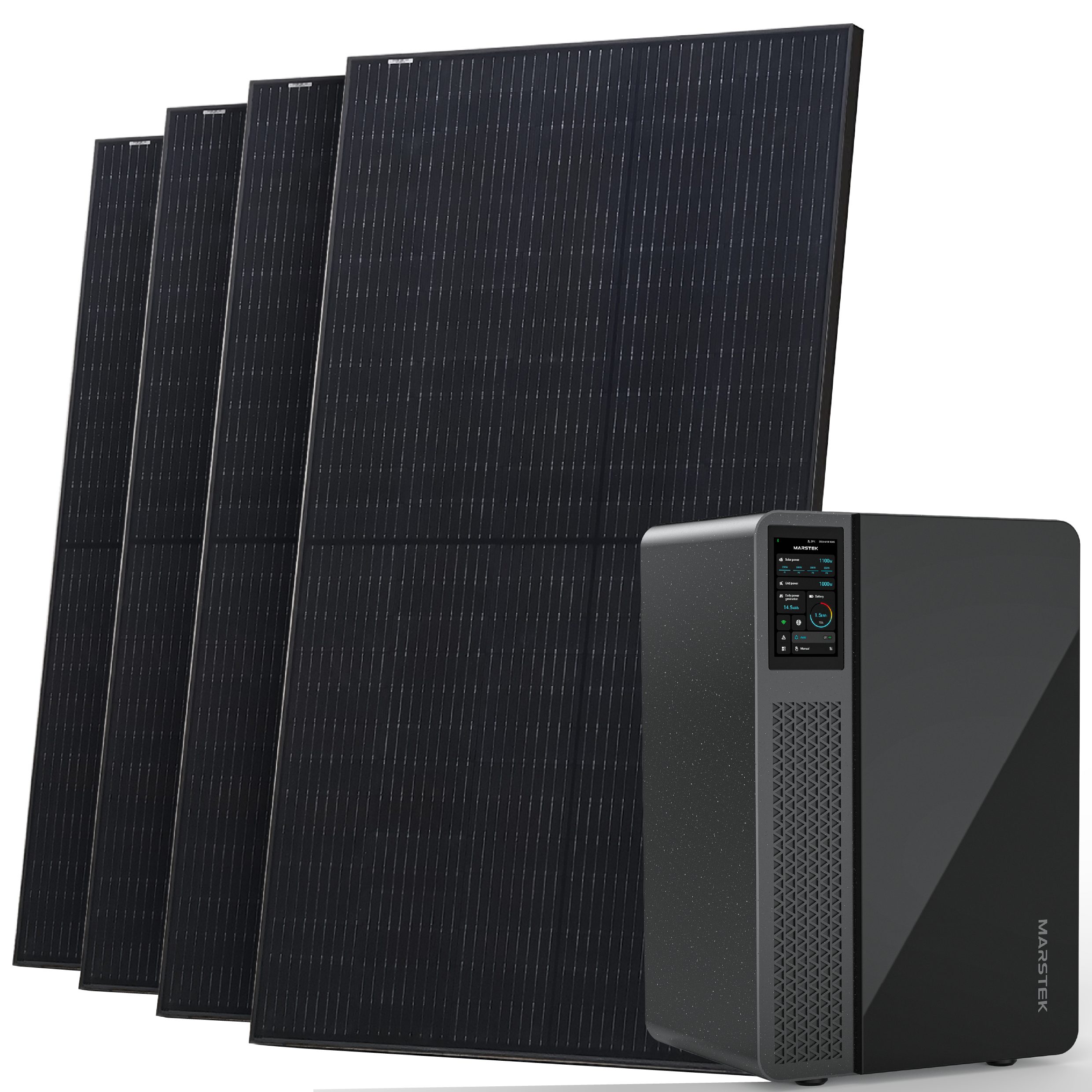 Solarway Balkonkraftwerk 2000 Watt Pro Marstek Jupiter C 2560 Wh All-In-One Speicher, Monokristalline Halbzellen mit n-Type Technologie, Solaranlage inkl Wechselrichter und Batterie