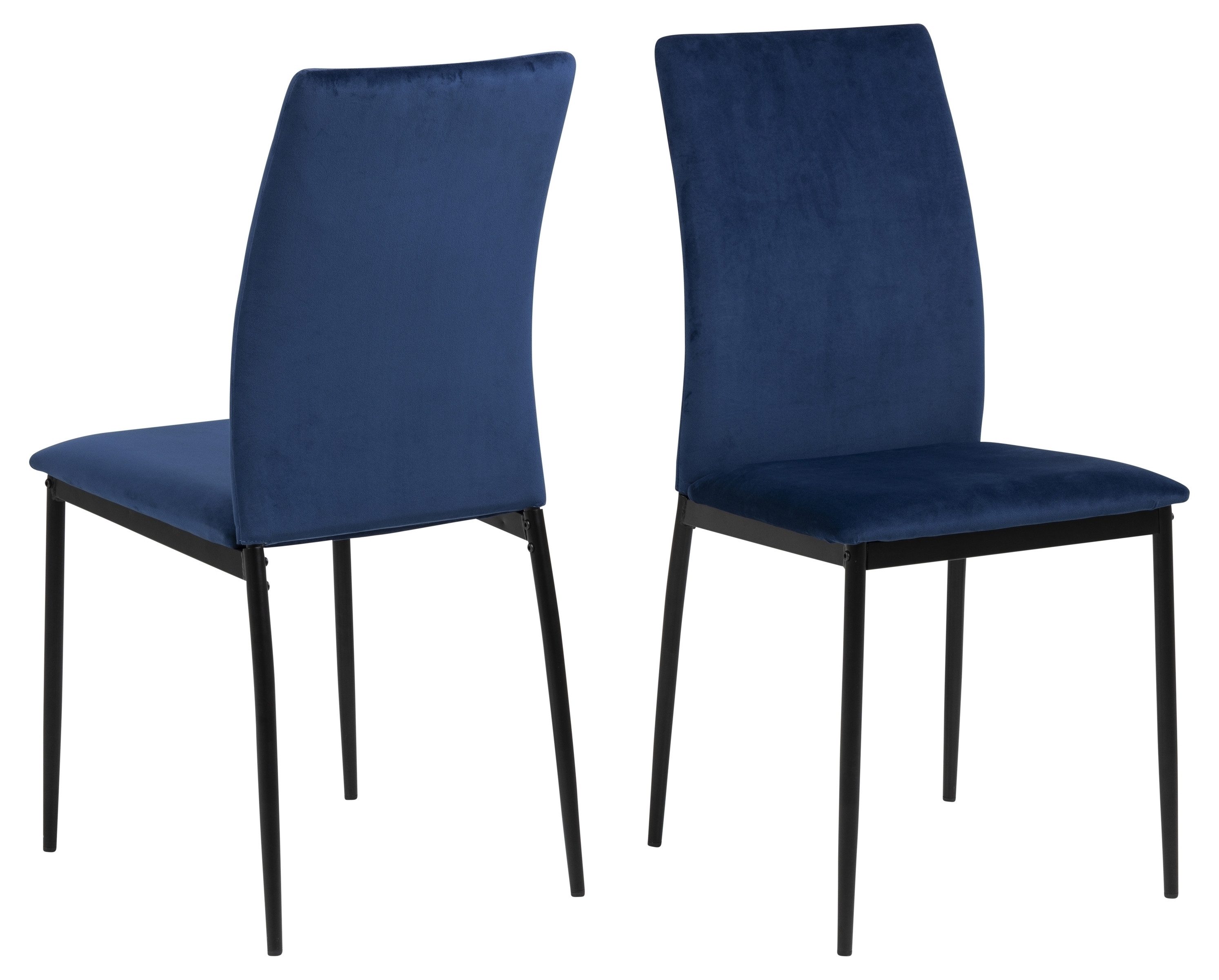Esszimmerstuhl (4er-Set) in Blau, Polyester, Stahl - 43,5x92x53 (BxHxT)