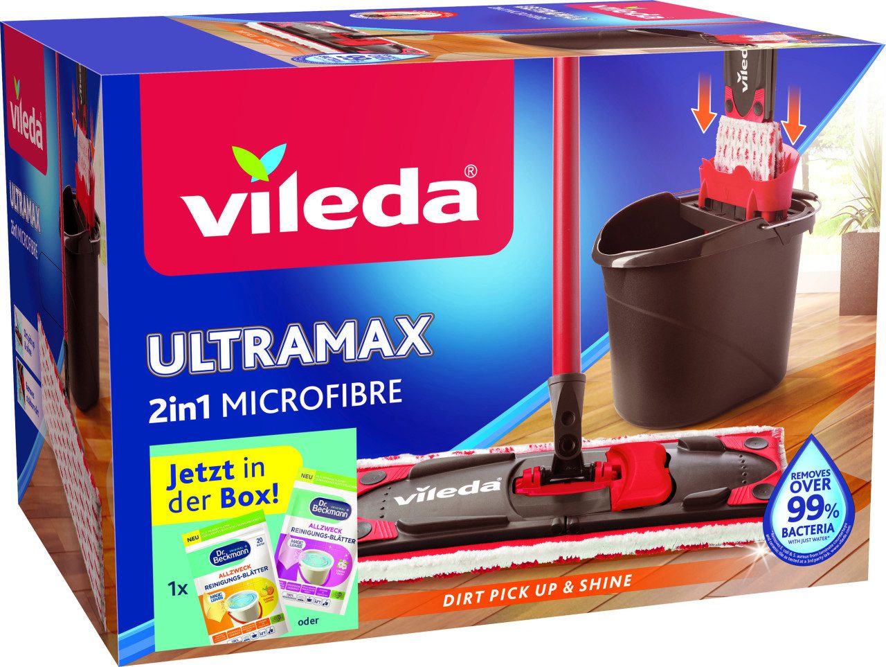 Vileda Wischmopp Vileda Bodenwischer Komplett-Set Ultramax 2in1