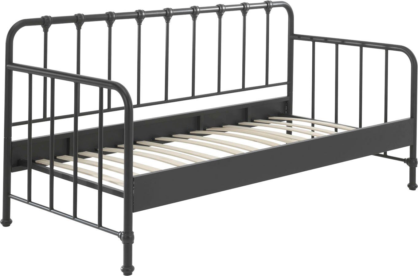 Vipack Jugendbett Bronxx Daybett, sehr stabil, gradlinige Optik in zeitlosem Design (B/H/T ca. 96,5x110x206cm, schwarz matt, inkl. Lattenrost), Liegefläche 90/200 cm, ideal für Jugend- oder Gästezimmer