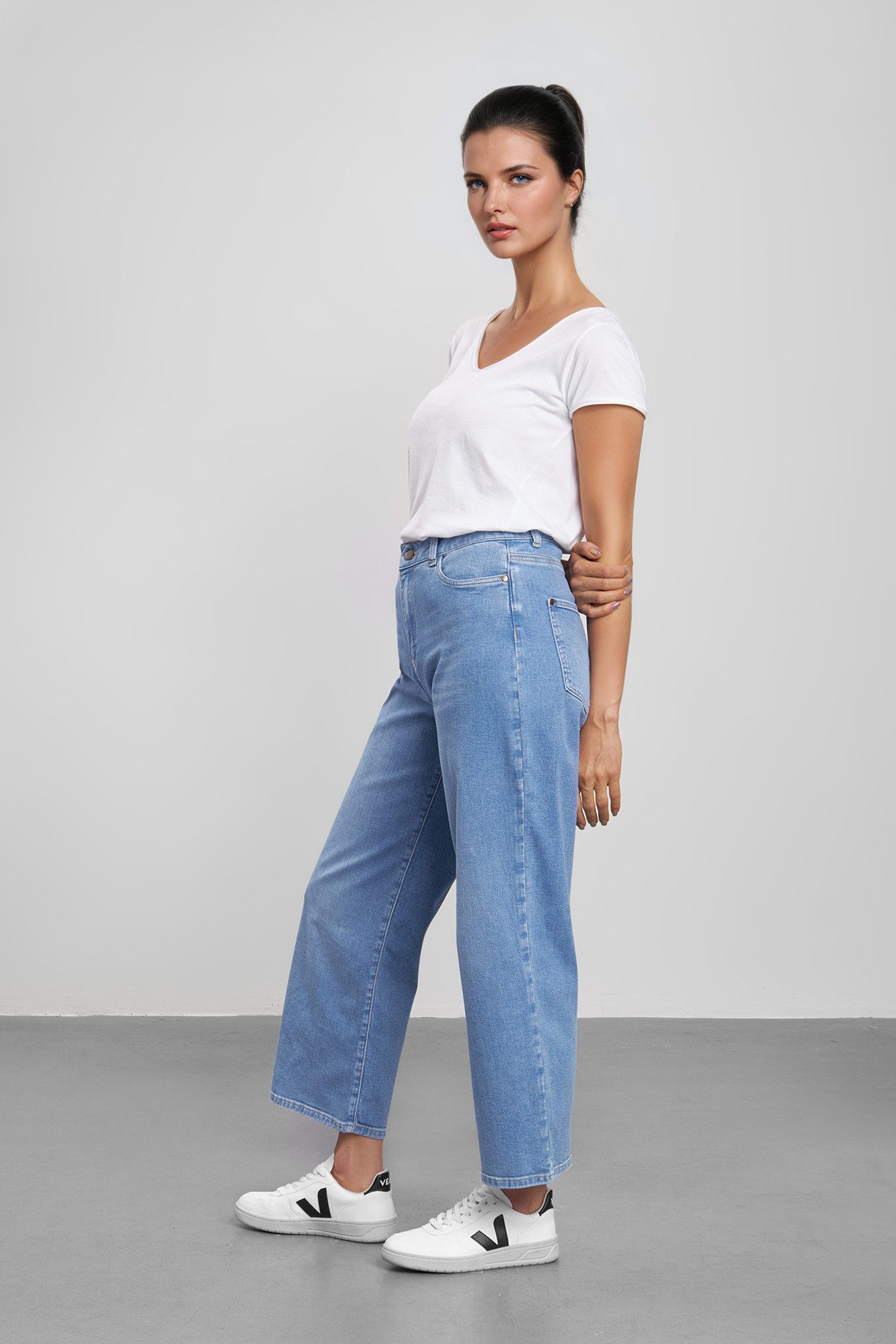 Feuervogl Ankle-Jeans fv-Flo:ra Wide Leg, High Waist, Ankle 5-Pocket-Style