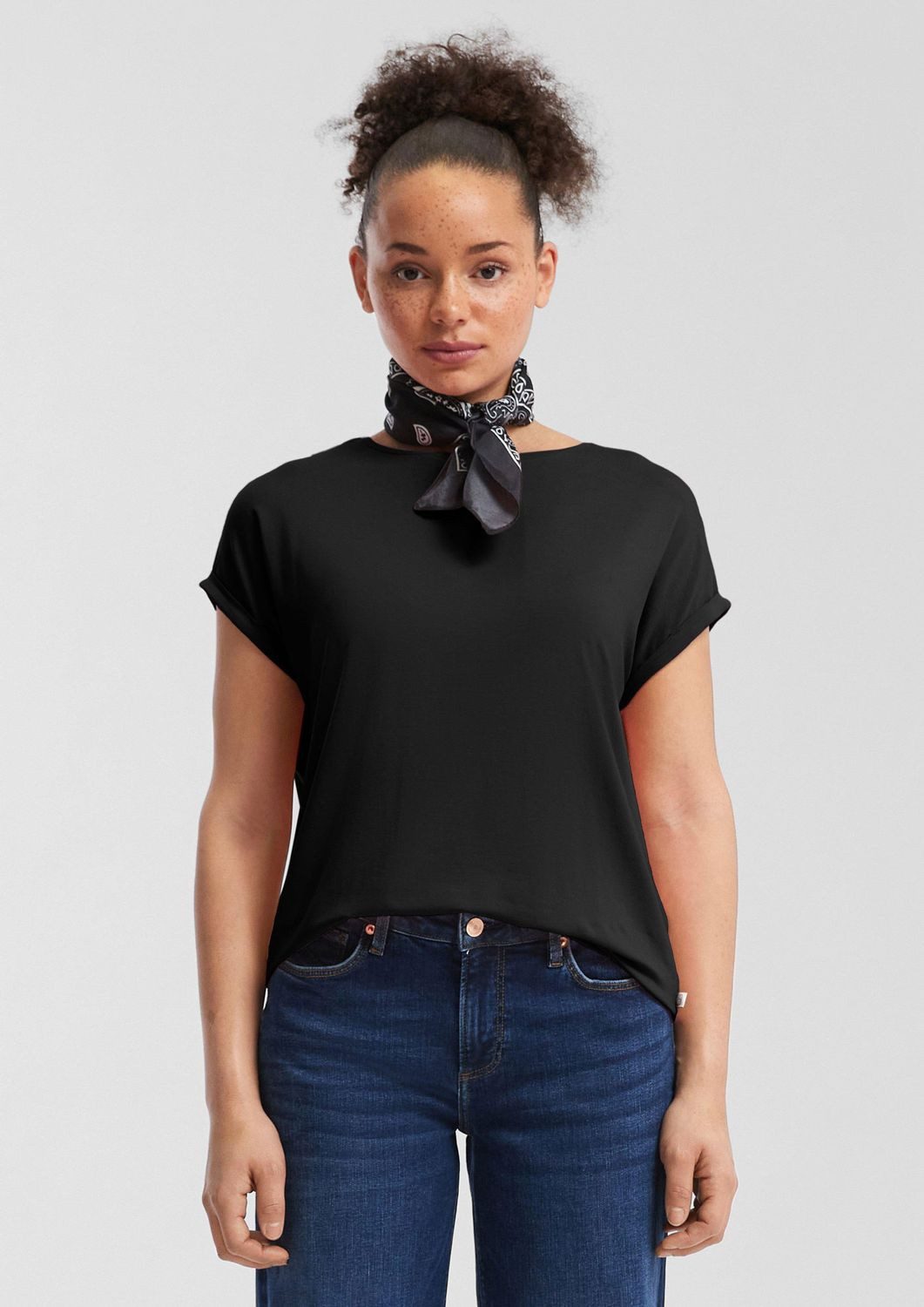 QS T-Shirt Loose Fit-Shirt im Lyocellmix günstig online kaufen