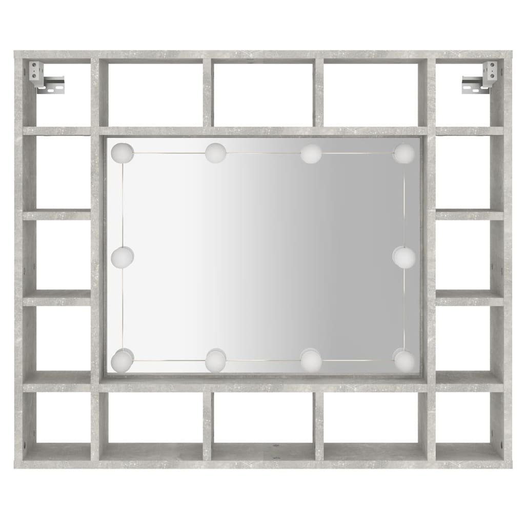 vidaXL Badezimmerspiegelschrank Spiegelschrank mit cm LED 91x15x76,5 Betongrau (1-St)