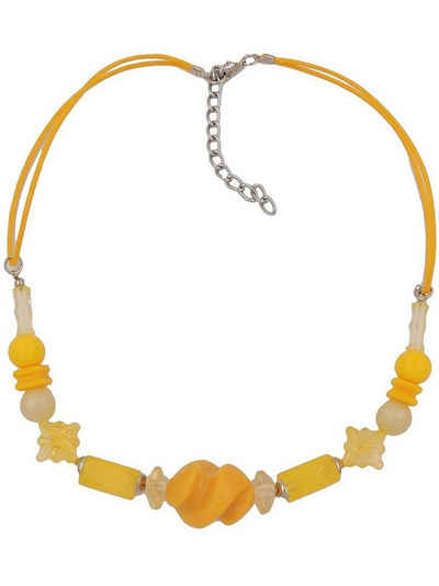 Gallay Perlenkette Kunststoffperlen Schraubenperle gelb Kordel gelb 42cm (1-tlg)