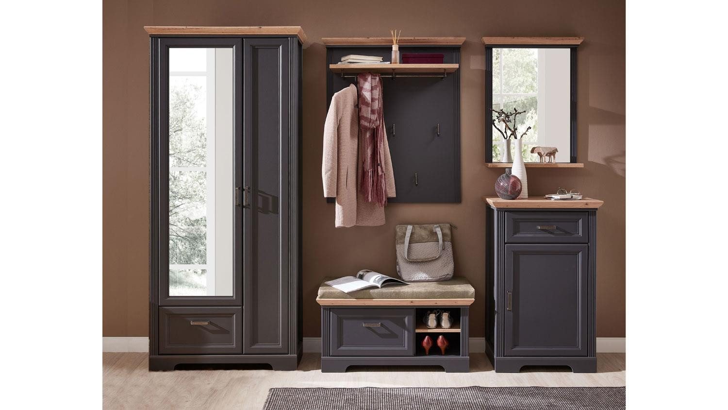 Innostyle Garderoben-Set Garderobenset 3 Jasmin Garderobe graphit Artisan Eiche 281x204, (5-St)