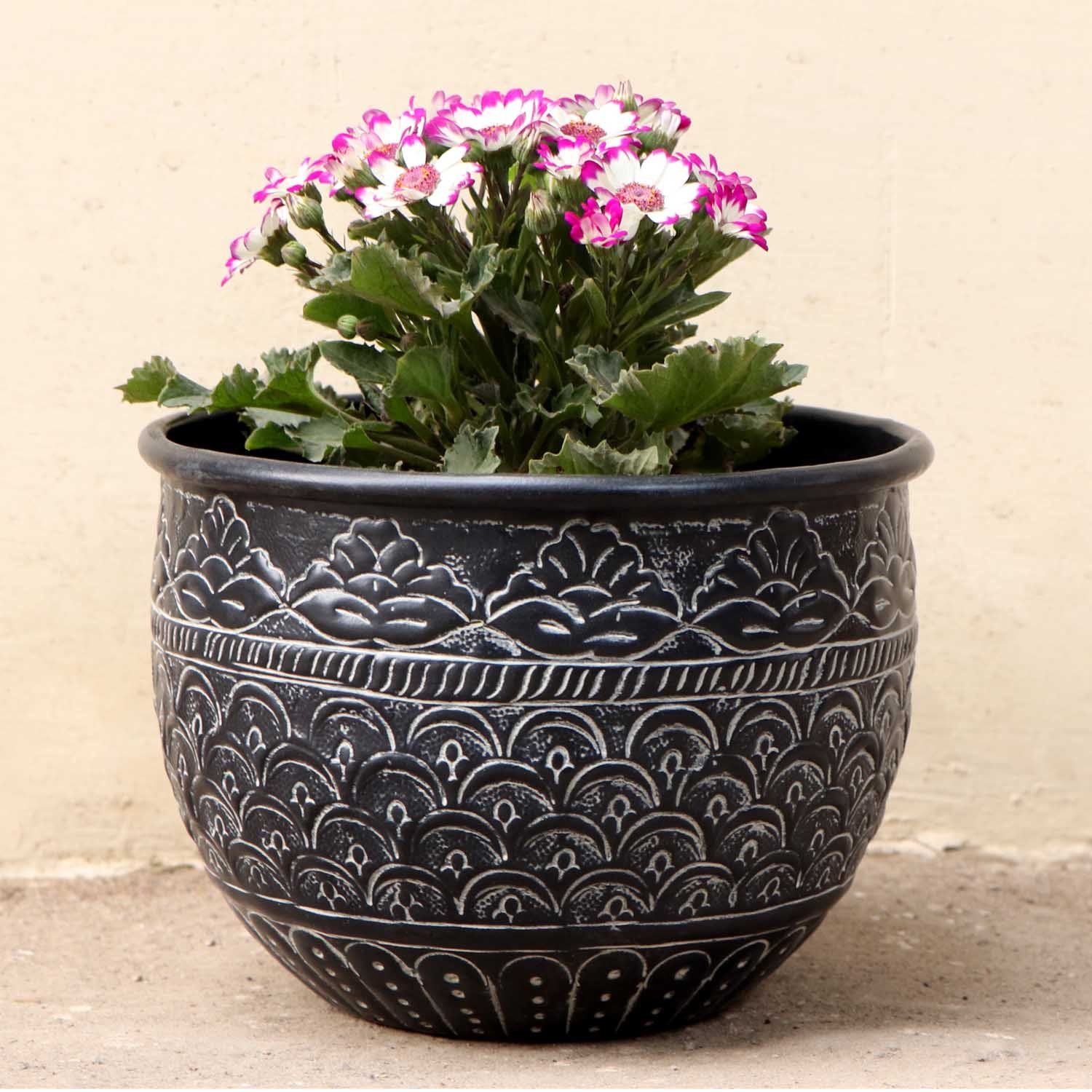 Casa Moro Pflanzkübel Orientalischer Blumentopf Murcia Metall Pflanztopf gehämmert (Boho Chic Übertopf - Pflanzentopf, Einzeln oder im Set, D20, D24, D29 cm), Kunsthandwerk - mit Hammerschlag verziert