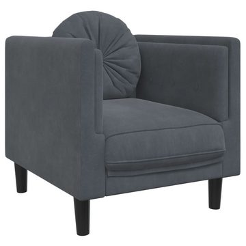 vidaXL Sofa 3-tlg. Sofagarnitur mit Kissen Dunkelgrau Samt