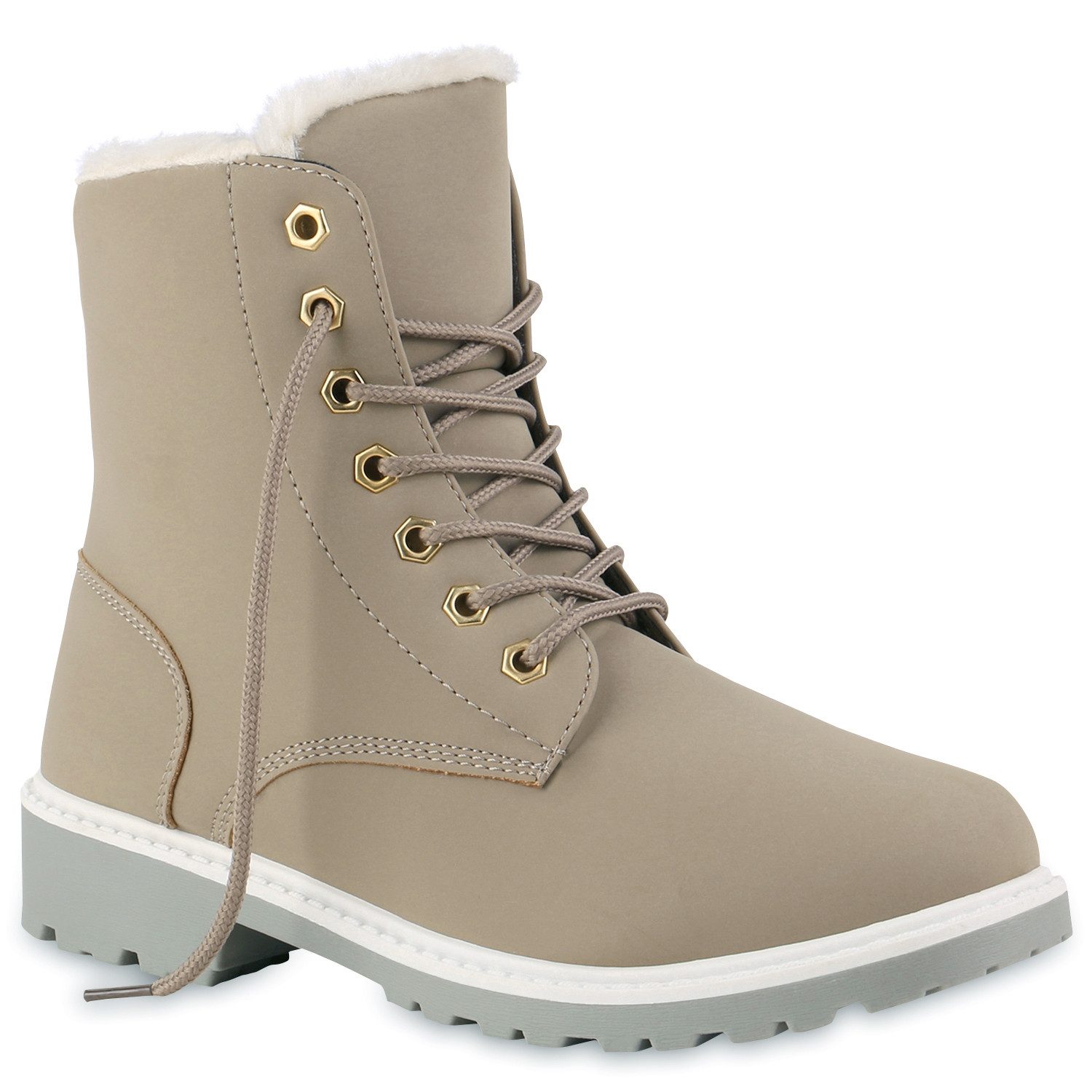 VAN HILL 812923 Stiefelette Warm Gefütterte Worker Boots Damen Outdoor Stiefeletten Robust 814346