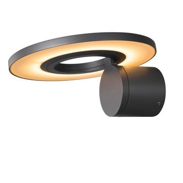 SLV LED Außen-Wandleuchte LED Wandleuchte I-Ring in Anthrazit 9,2W 670lm IP65, keine Angabe, Leuchtmittel enthalten: Ja, fest verbaut, LED, warmweiss, Aussenlampe, Aussenwandleuchte, Outdoor-Leuchte