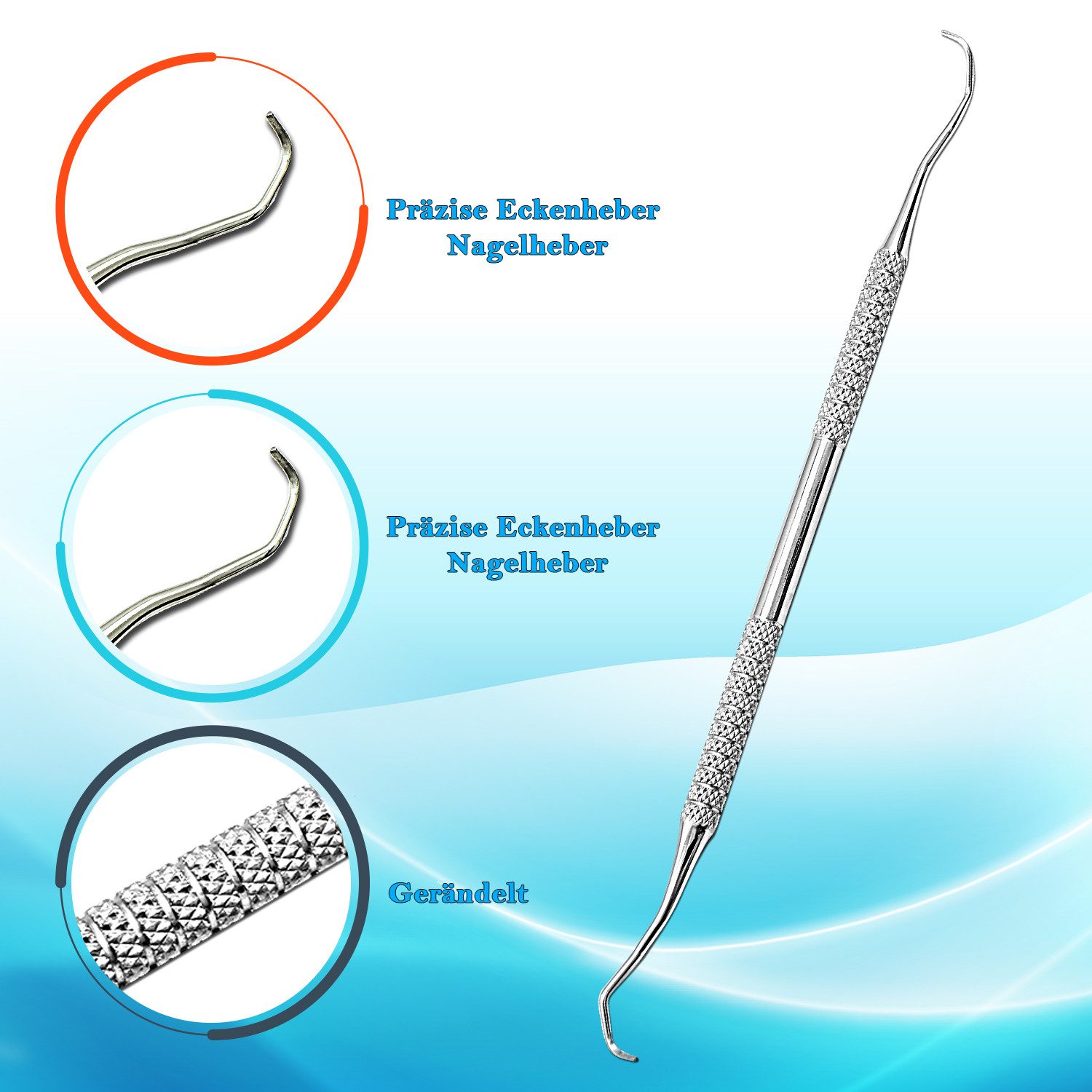 SMI Nagelhautschieber 17 cm Eckenheber Nagelheber Profi Fußpflege Instrumente, 1-tlg., doppelseitig