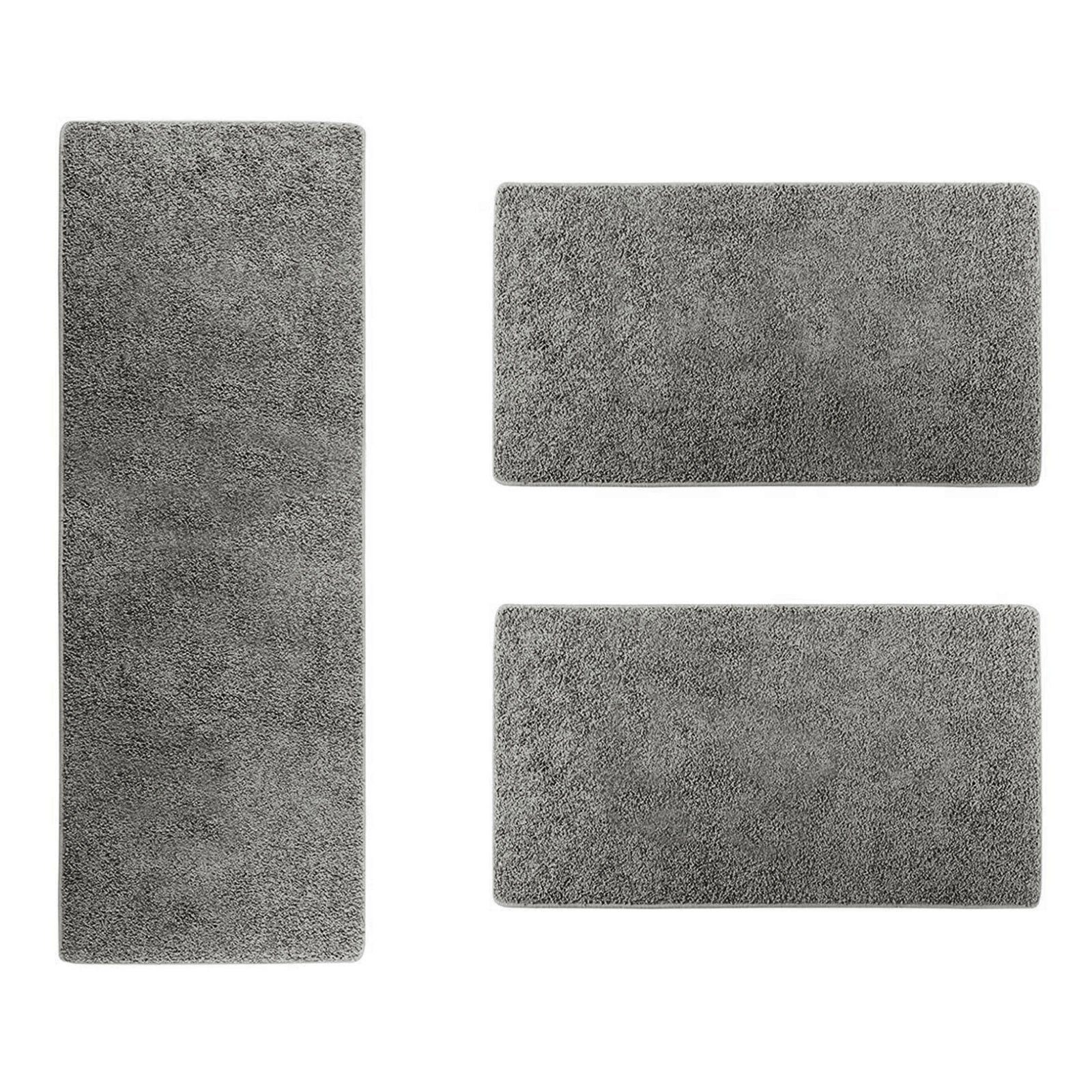 Floordirekt Hochflor-Bettumrandung Barcelona Grau, 3 Größen, Teppichläufer, ideal im Schlafzimmer, Höhe 22 mm, (3-tlg), Shaggy