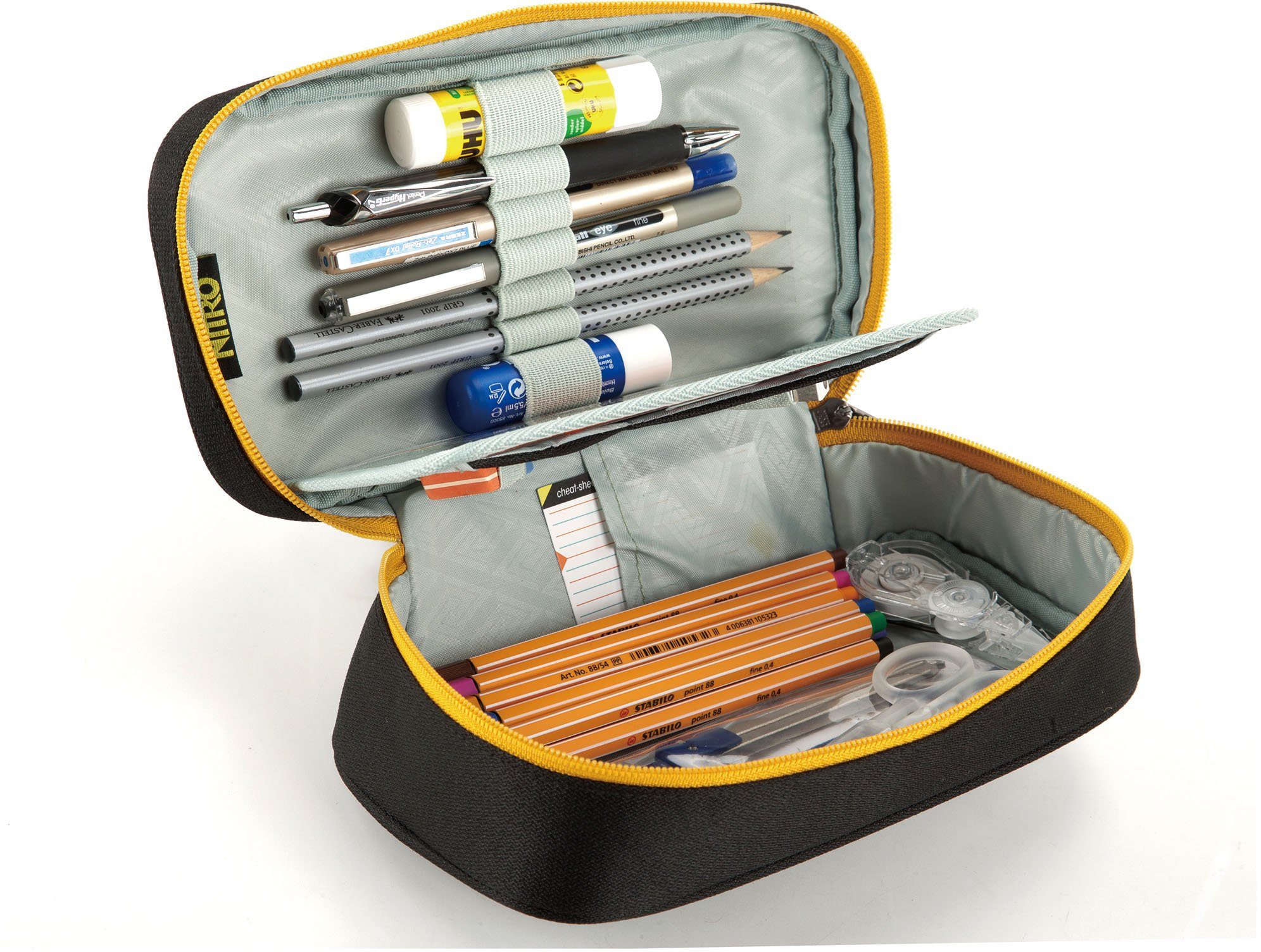 NITRO Federtasche Pencil Box, Case Stifte XL, Federmäppchen, Faulenzer Schlampermäppchen, Etui