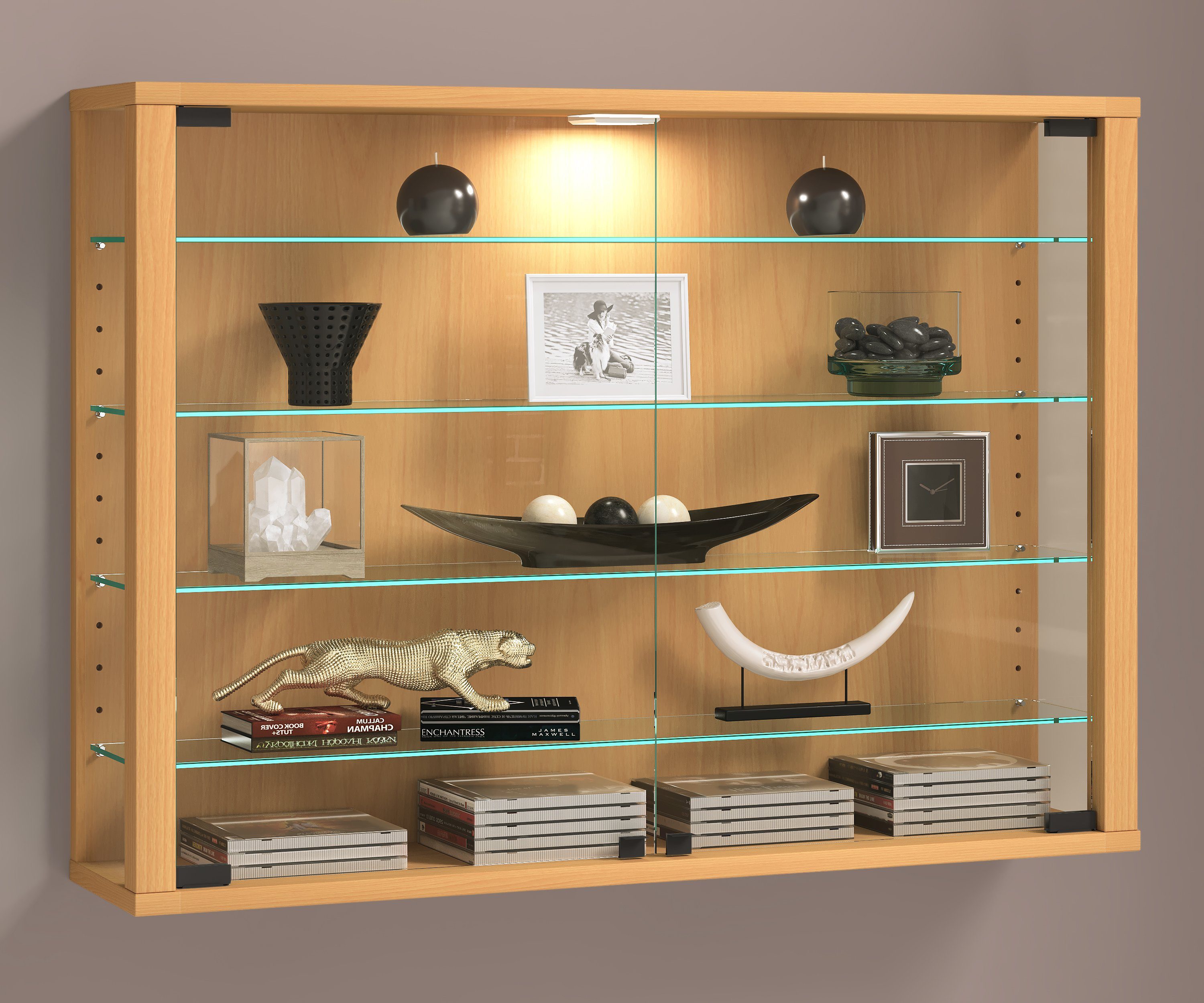 VCM Hängevitrine Vitrosa B. 83 x T. 18 x H. 60 cm Präsentation und Aufbewahrung von Sammlerstücken, Wohnzimmer oder Büro – Bild 3 von 4