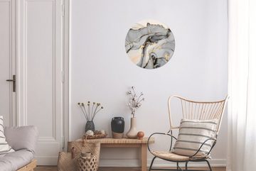 MuchoWow Gemälde Marmor - Gold - Grau, (1 St), Kreis Wanddekoration Forex, Rundes Wandbild, Wohnzimmer, 30x30 cm