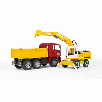 Bruder® Spielzeug-Baumaschine MAN TGA Kipplastwagen mit Liebherr Schaufelbagger